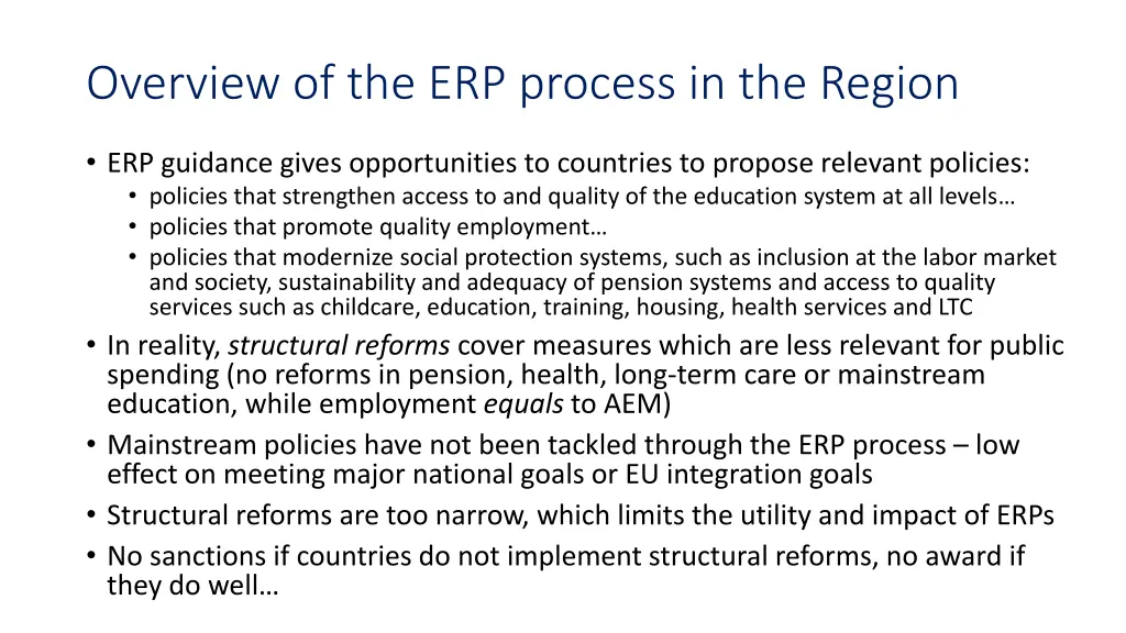 overview of the erp process in the region