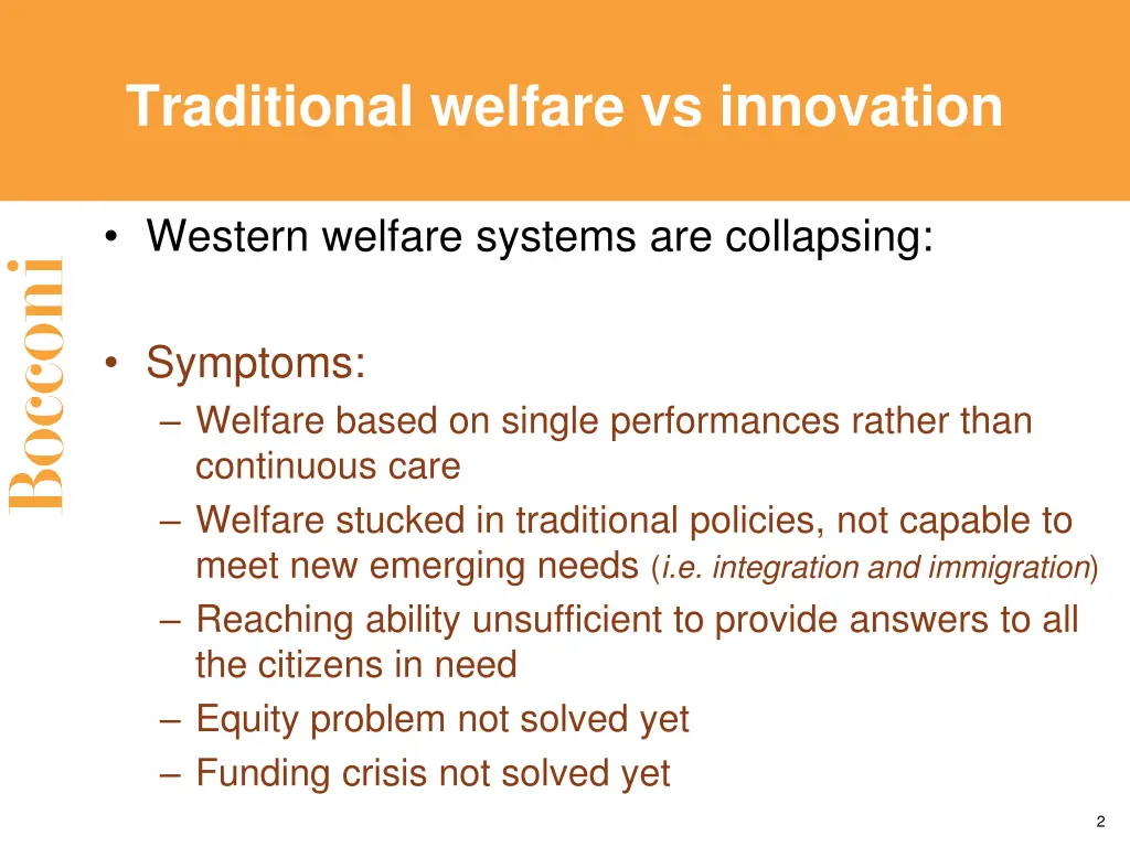 traditional welfare vs innovation