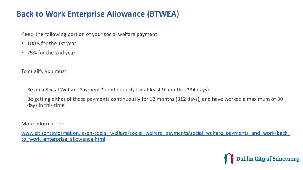 back to work enterprise allowance btwea