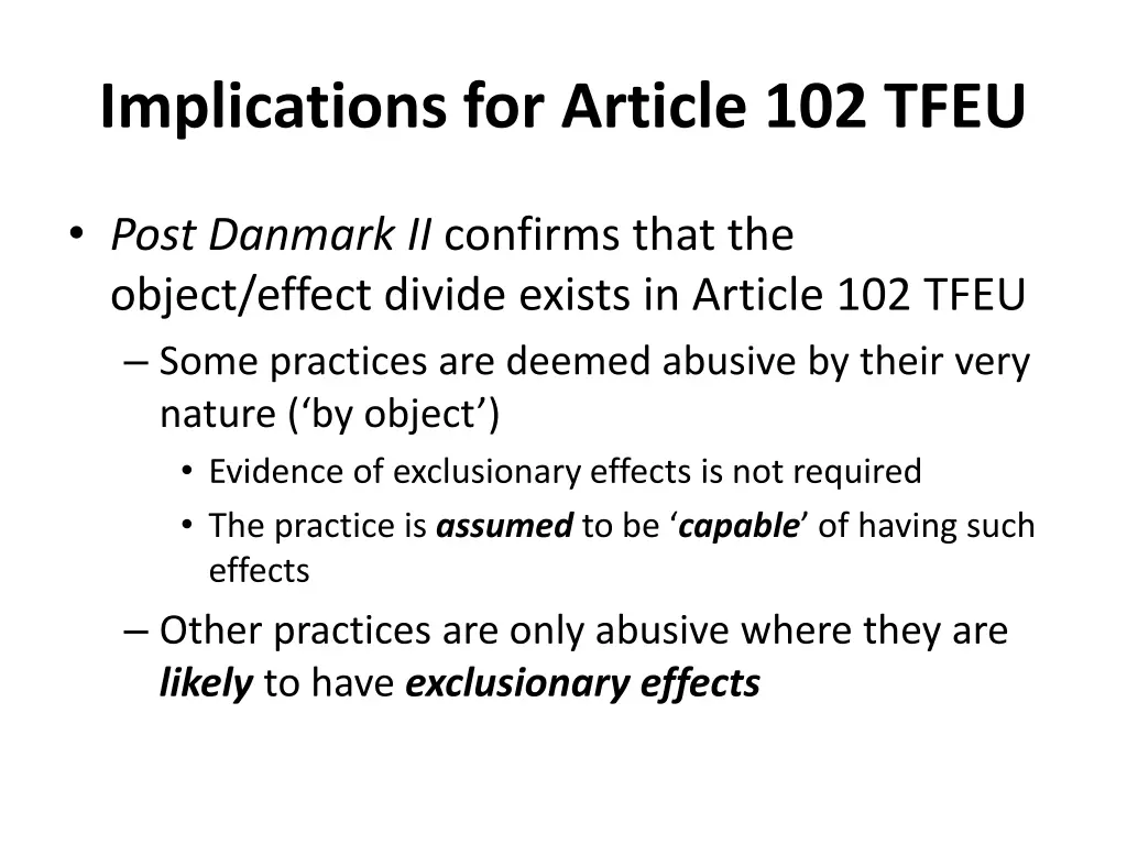 implications for article 102 tfeu