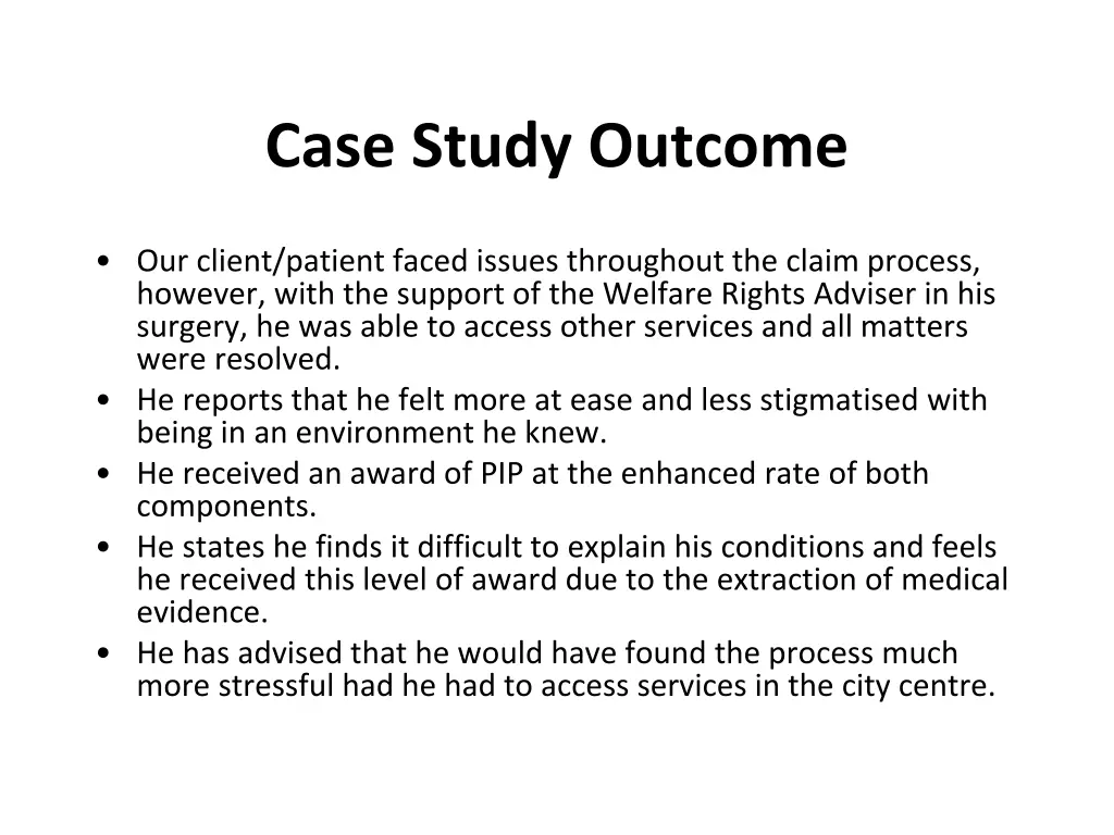 case study outcome