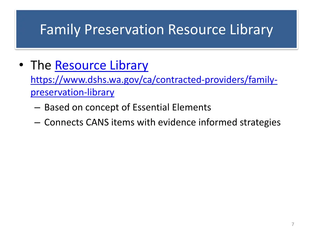 family preservation resource library