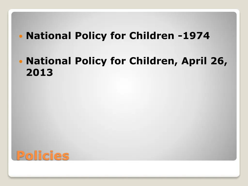 national policy for children 1974