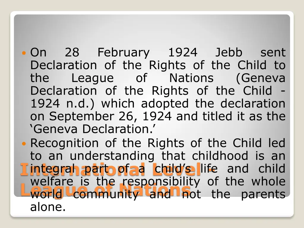 on declaration of the rights of the child