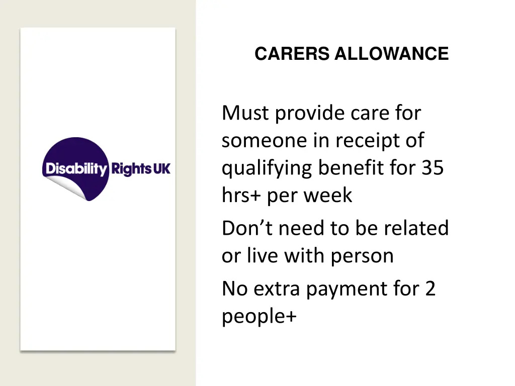 carers allowance