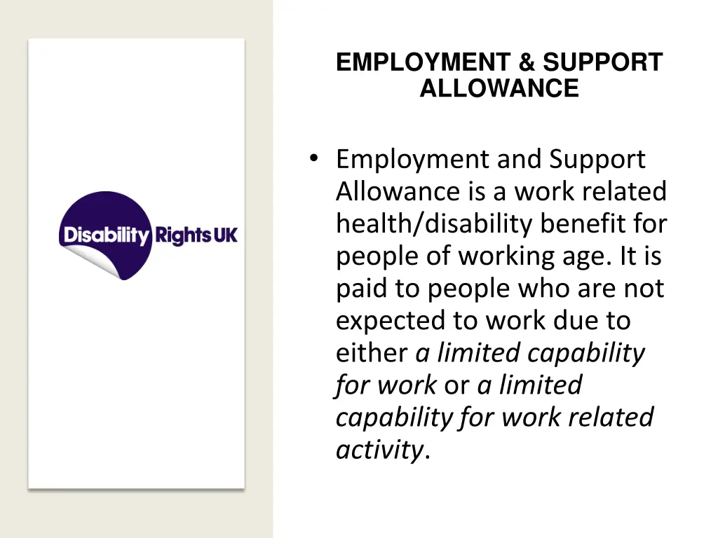 employment support allowance