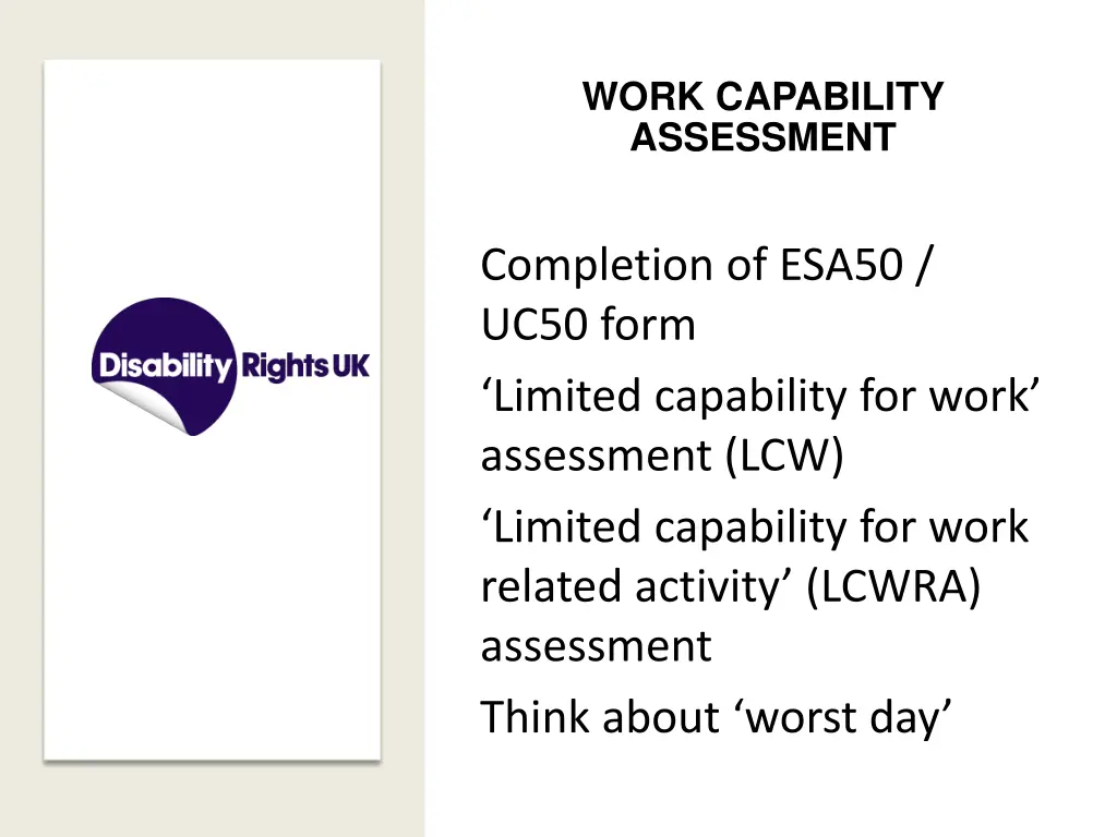 work capability assessment