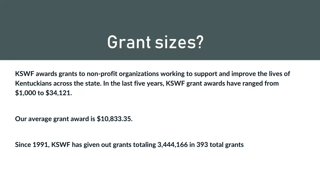 grant sizes