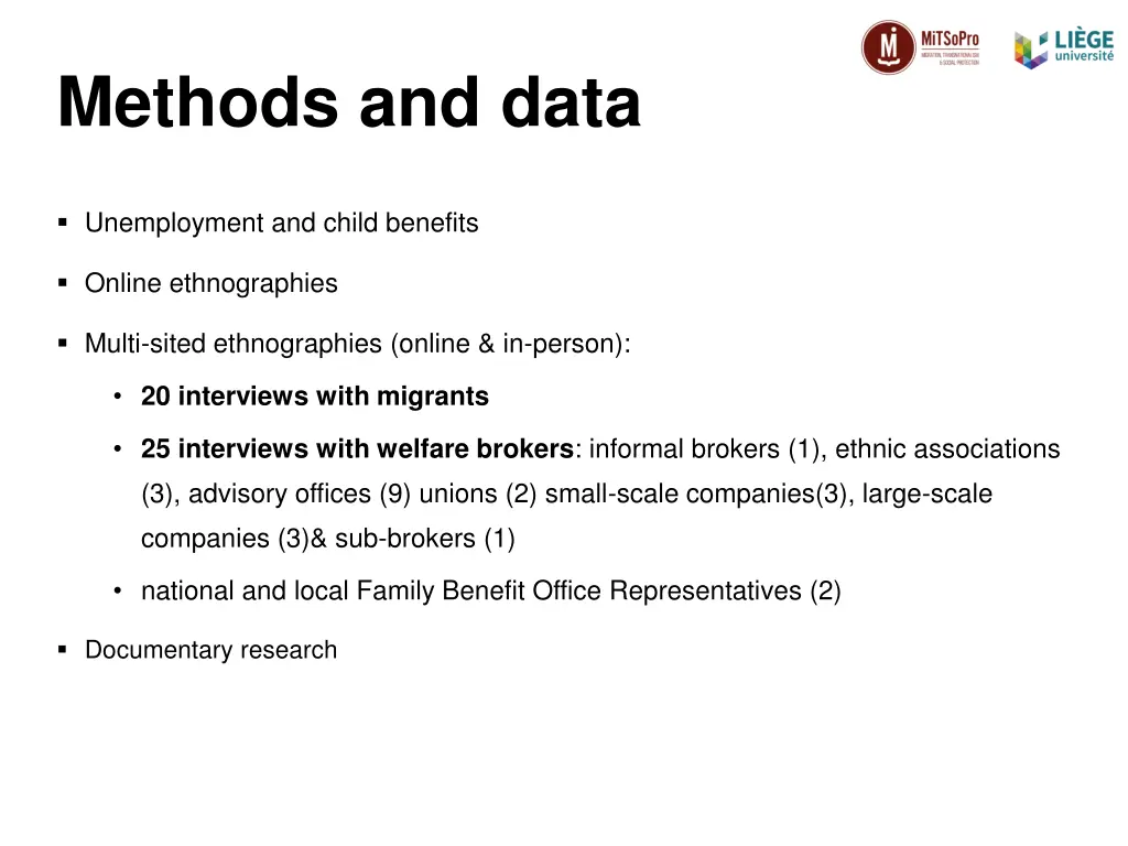 methods and data