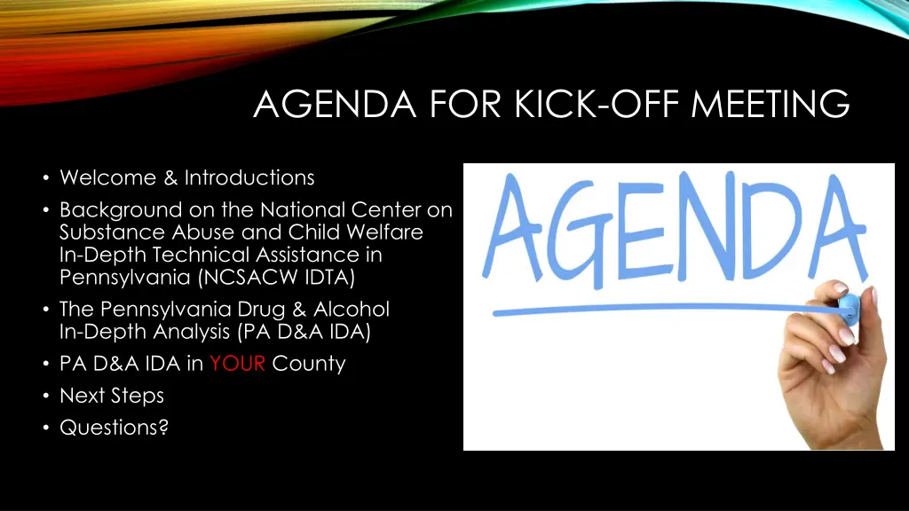 agenda for kick off meeting