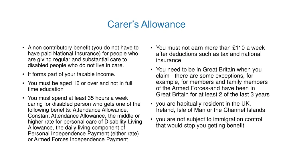 carer s allowance