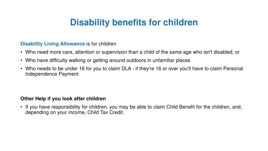 disability benefits for children