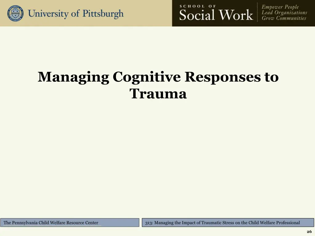 managing cognitive responses to trauma