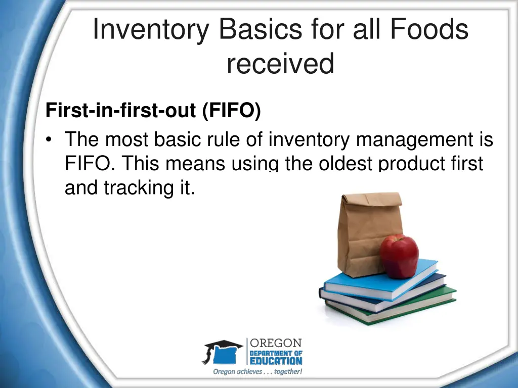 inventory basics for all foods received