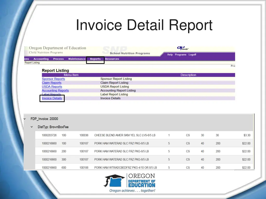 invoice detail report