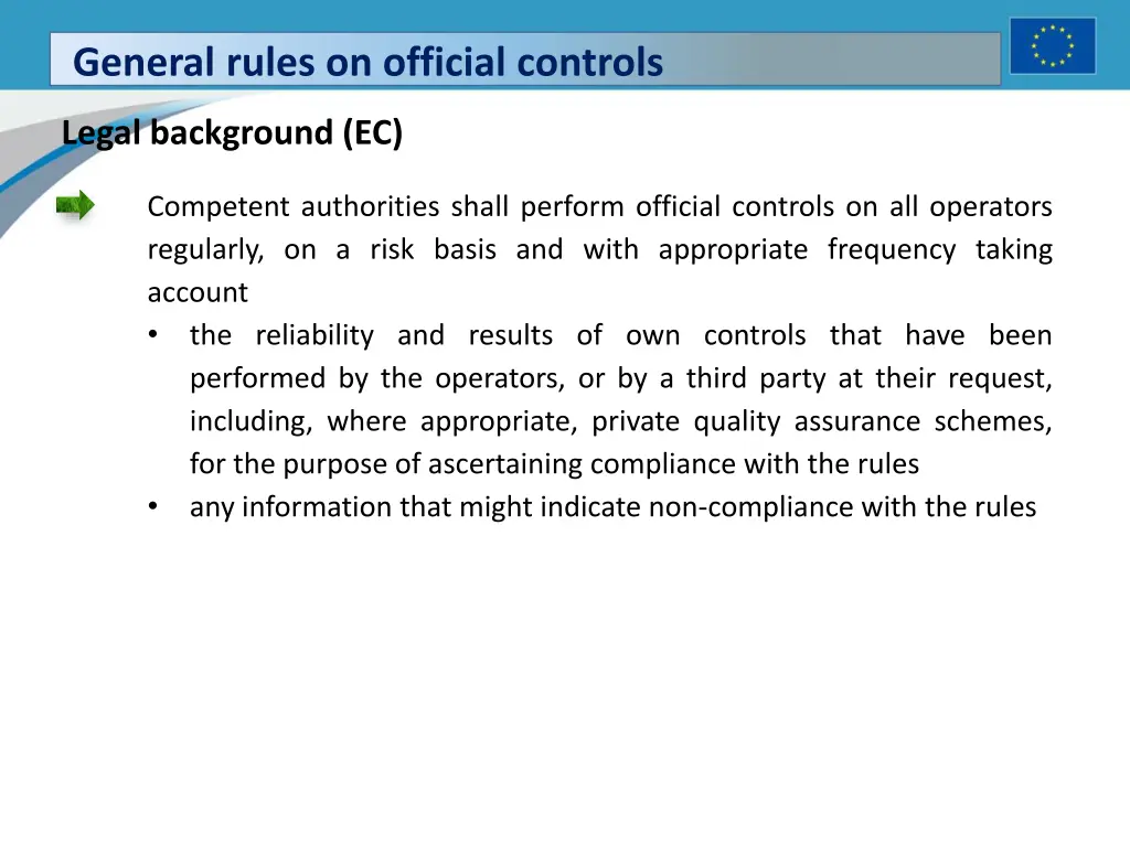 general rules on official controls 2