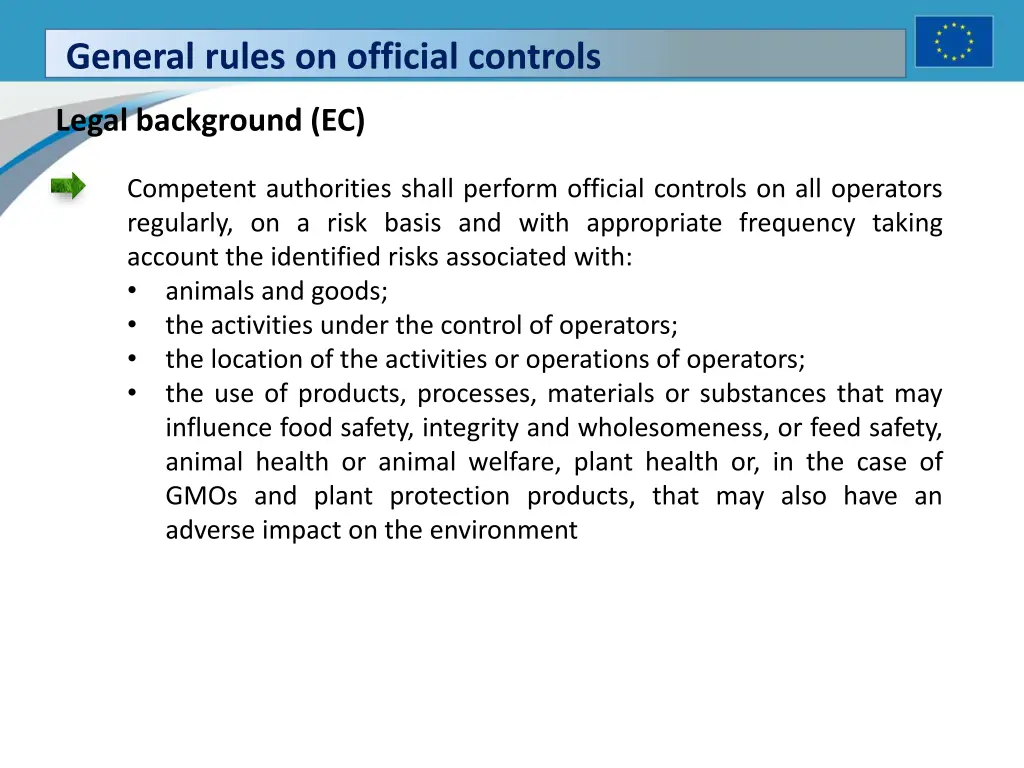 general rules on official controls