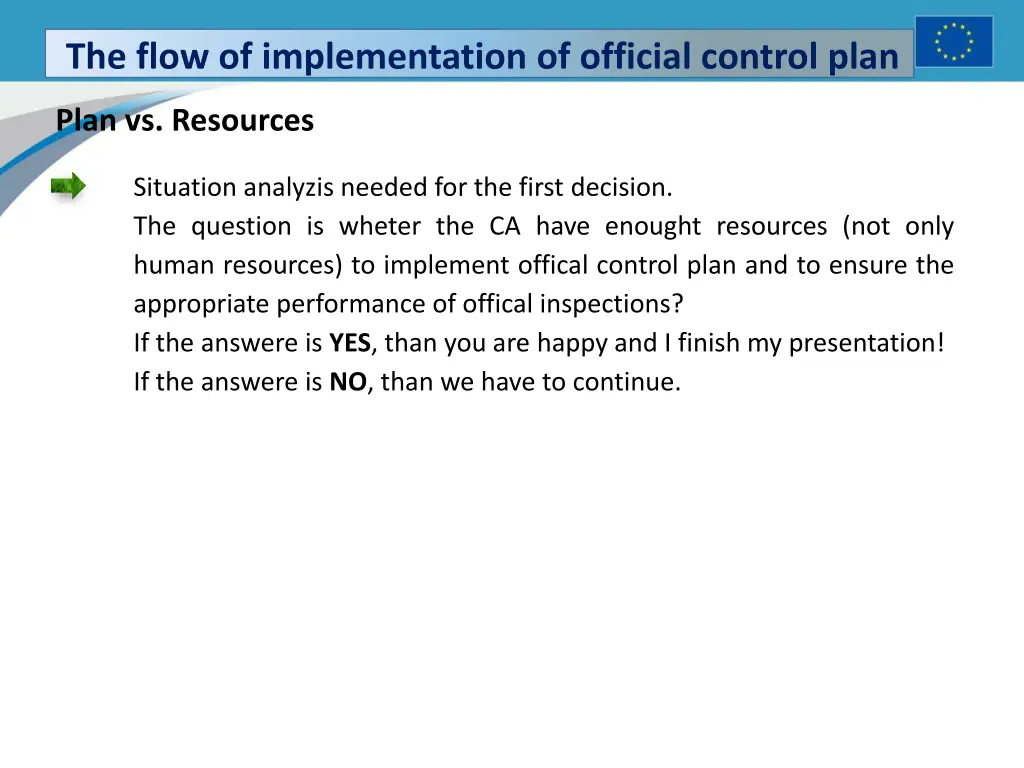 the flow of implementation of official control