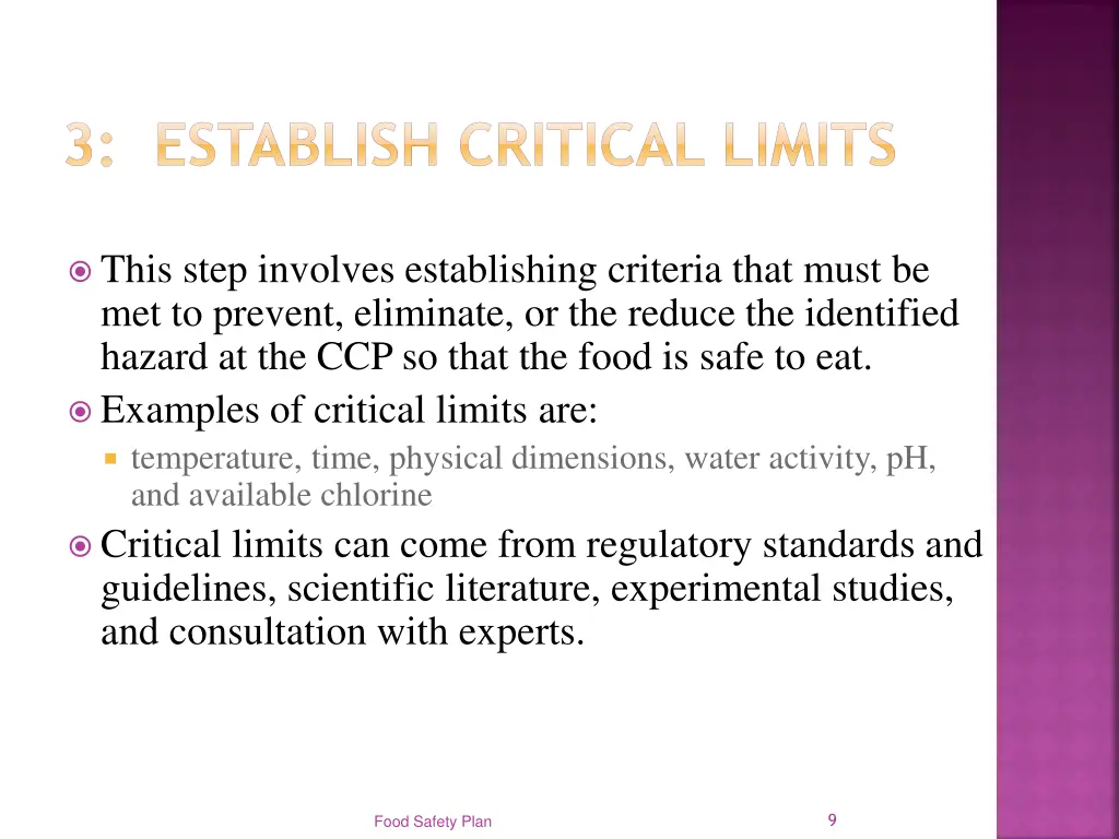 3 establish critical limits