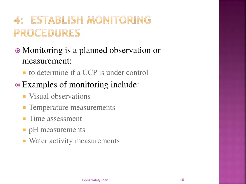 4 establish monitoring procedures