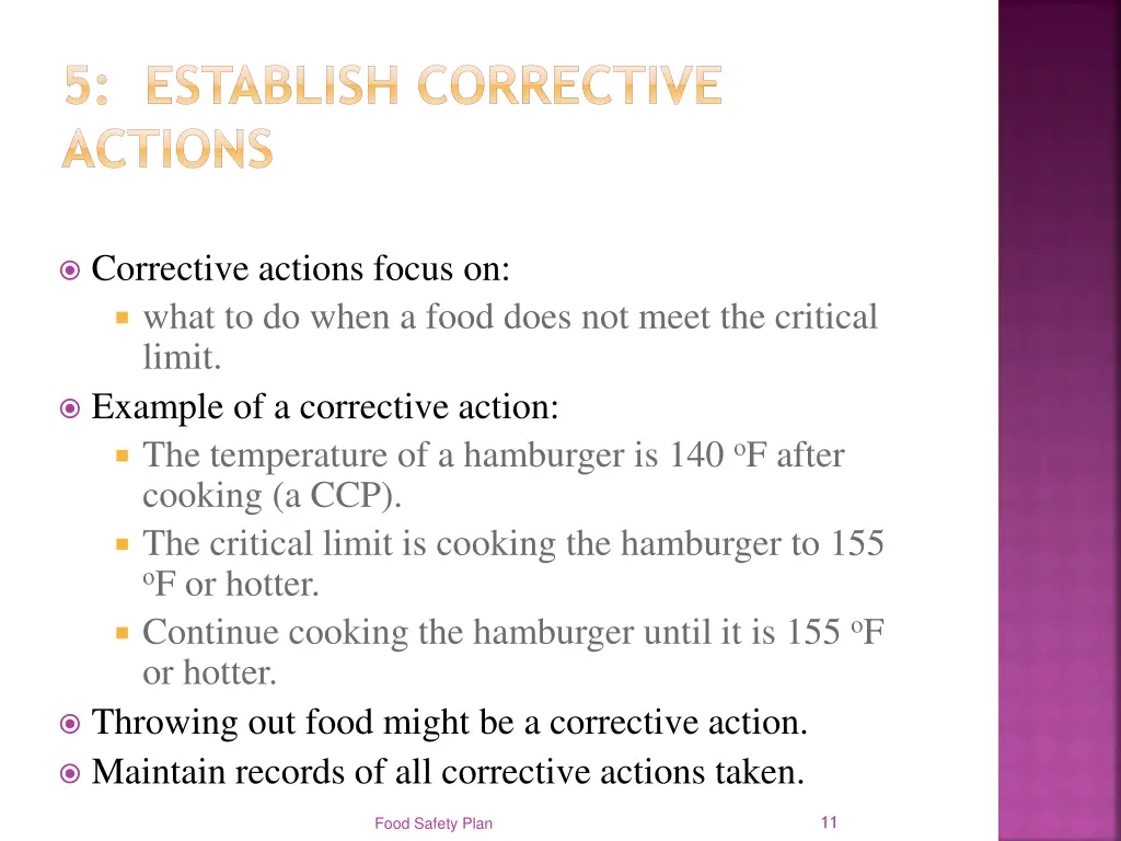 5 establish corrective actions