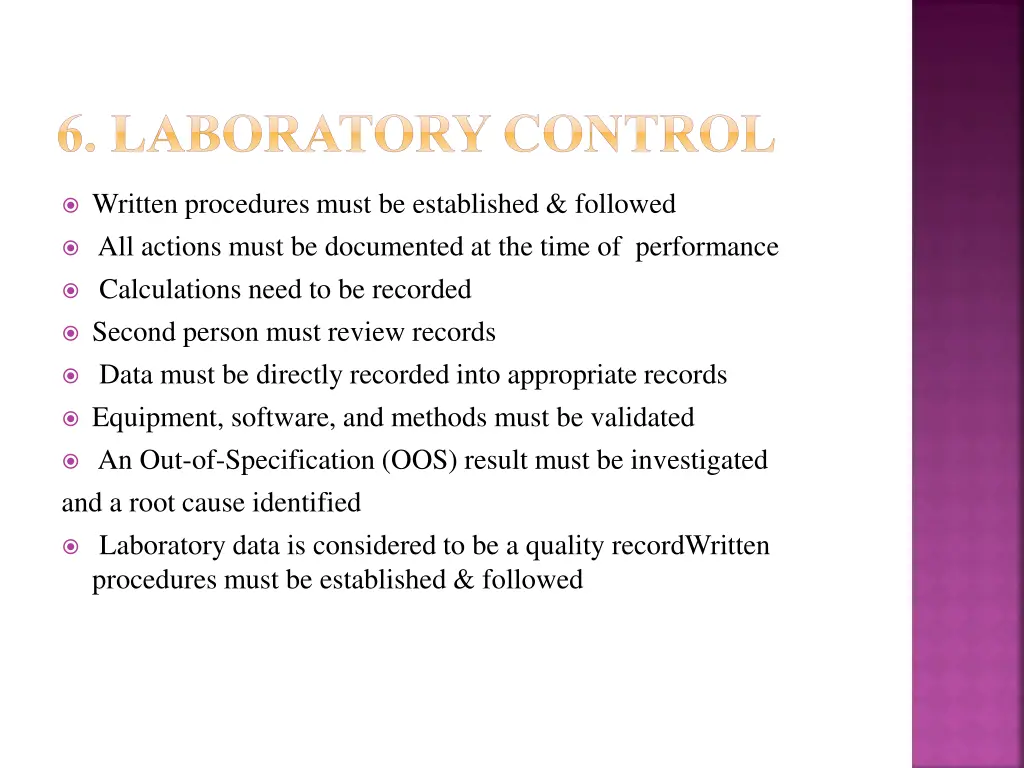 6 laboratory control