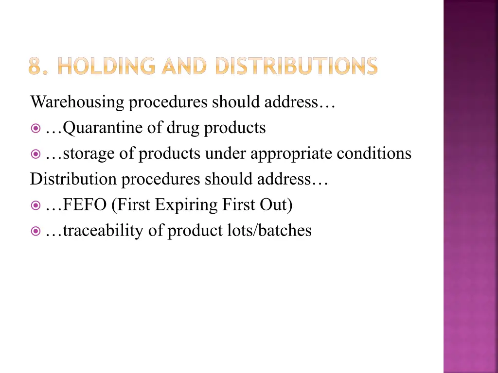 8 holding and distributions