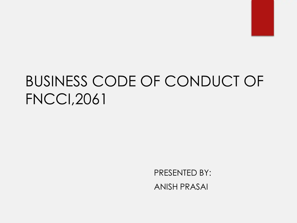 business code of conduct of fncci 2061