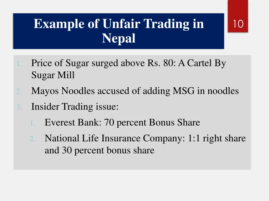 example of unfair trading in nepal