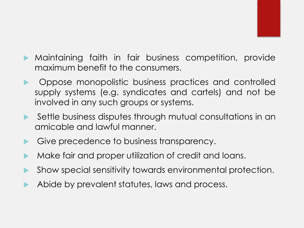 maintaining faith in fair business competition