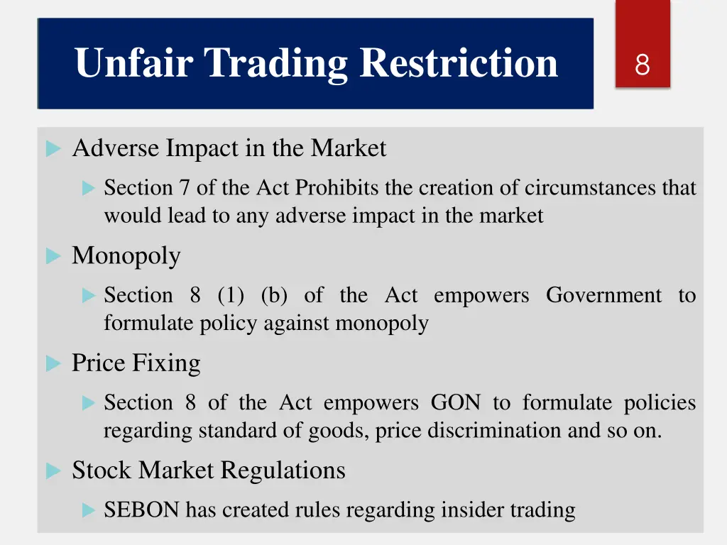 unfair trading restriction