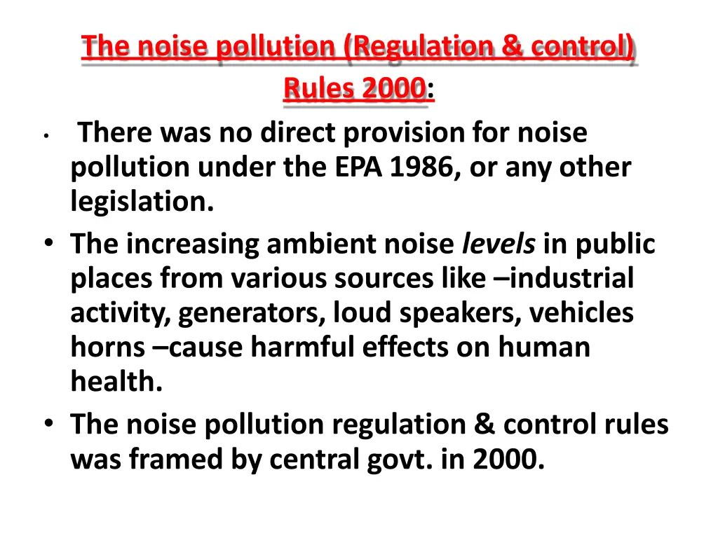 the noise pollution regulation control rules 2000