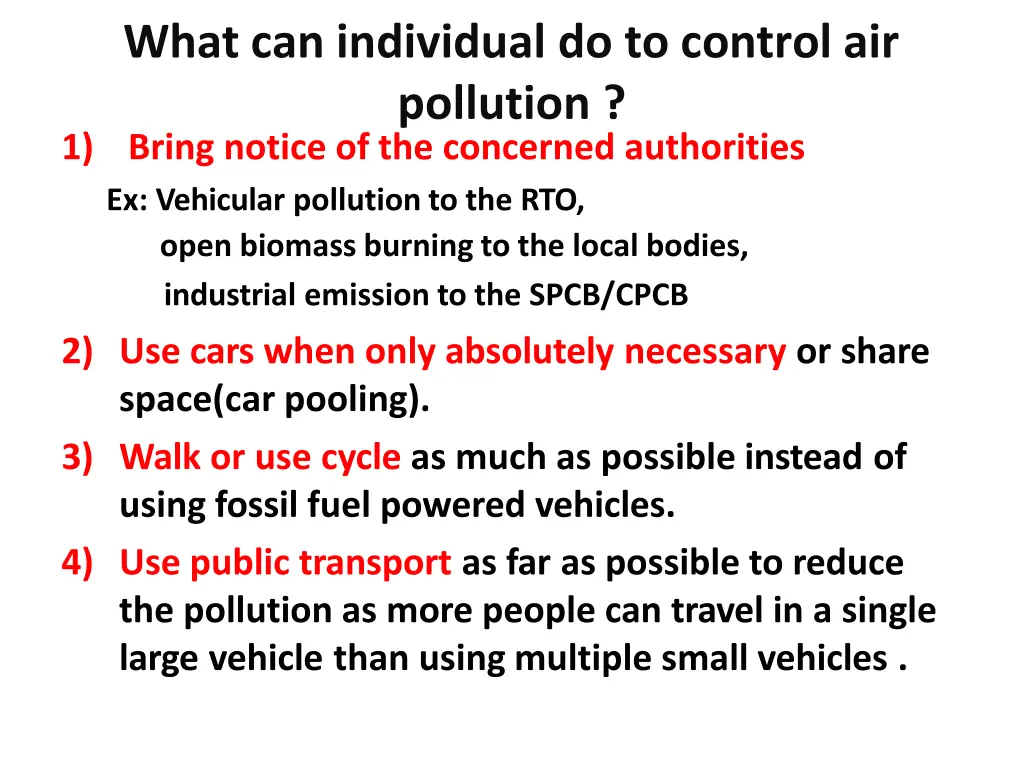 what can individual do to control air pollution