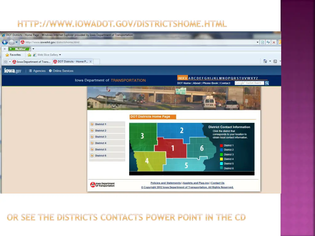 http www iowadot gov districtshome html