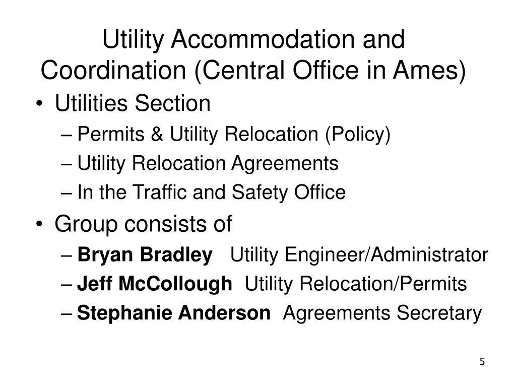 utility accommodation and coordination central