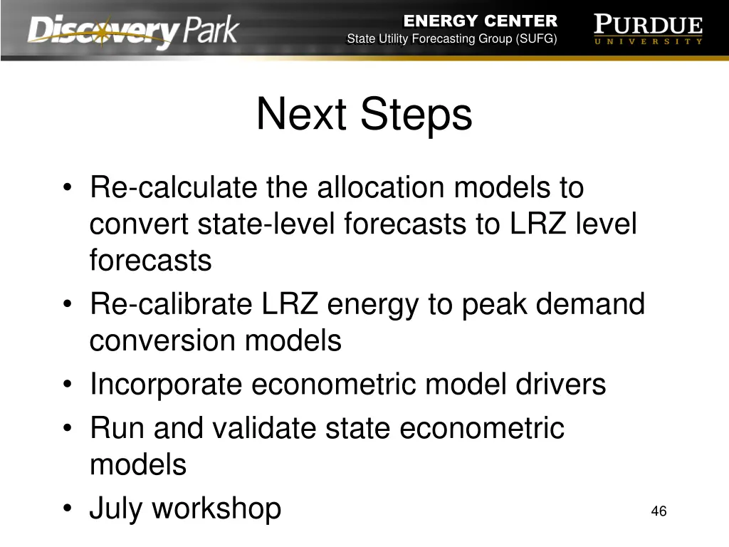 energy center state utility forecasting group sufg 45