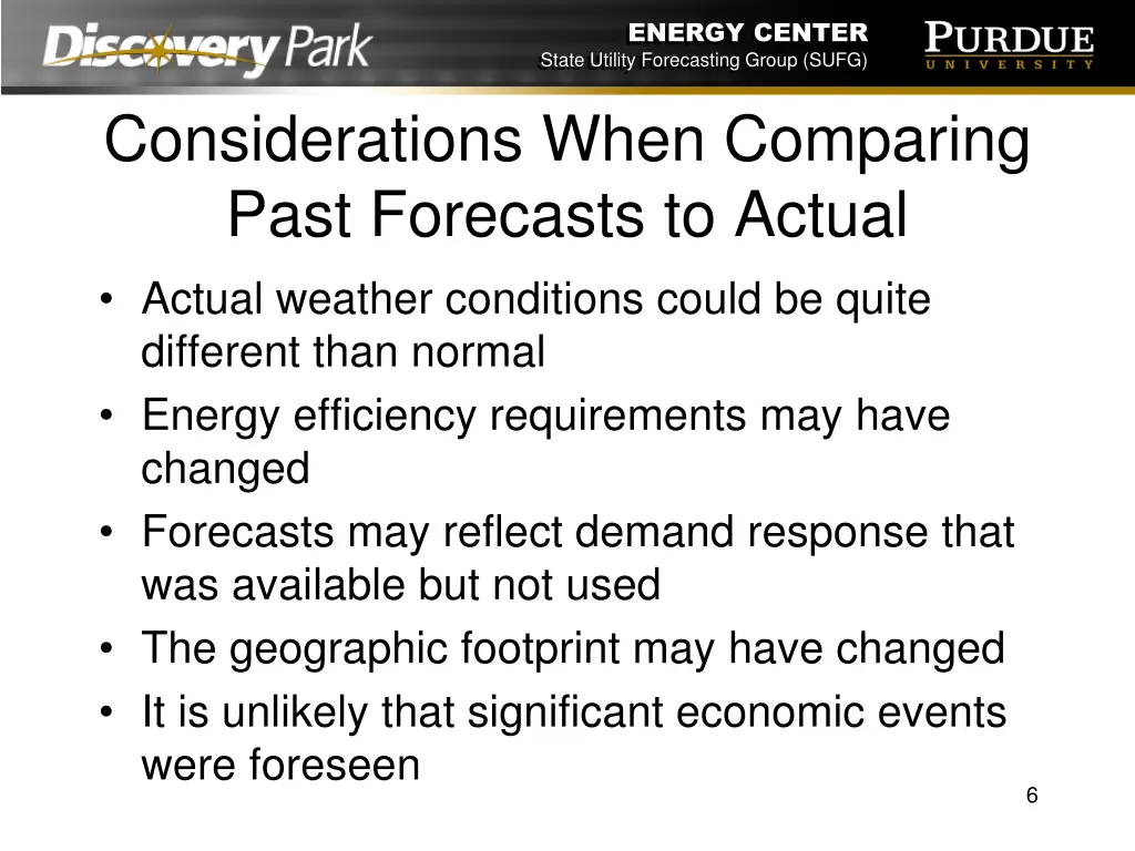 energy center state utility forecasting group sufg 5