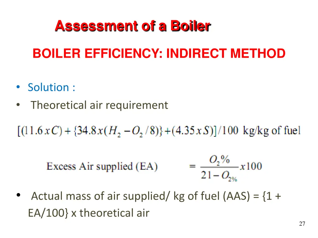 assessment of a boiler 10