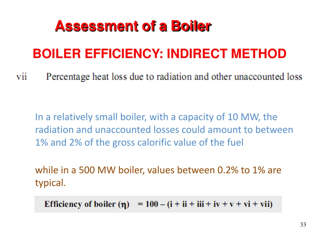 assessment of a boiler 16