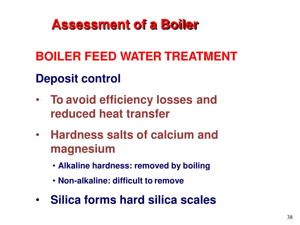 assessment of a boiler 21