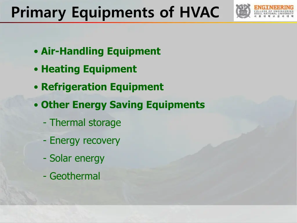 primary equipments of hvac