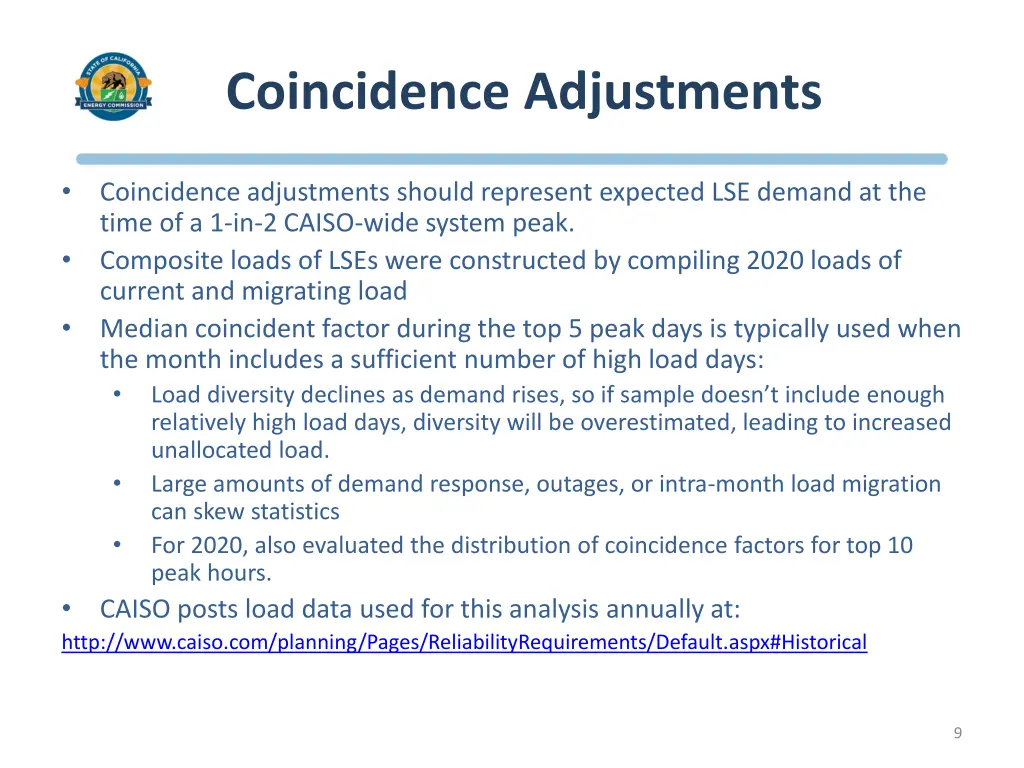 coincidence adjustments