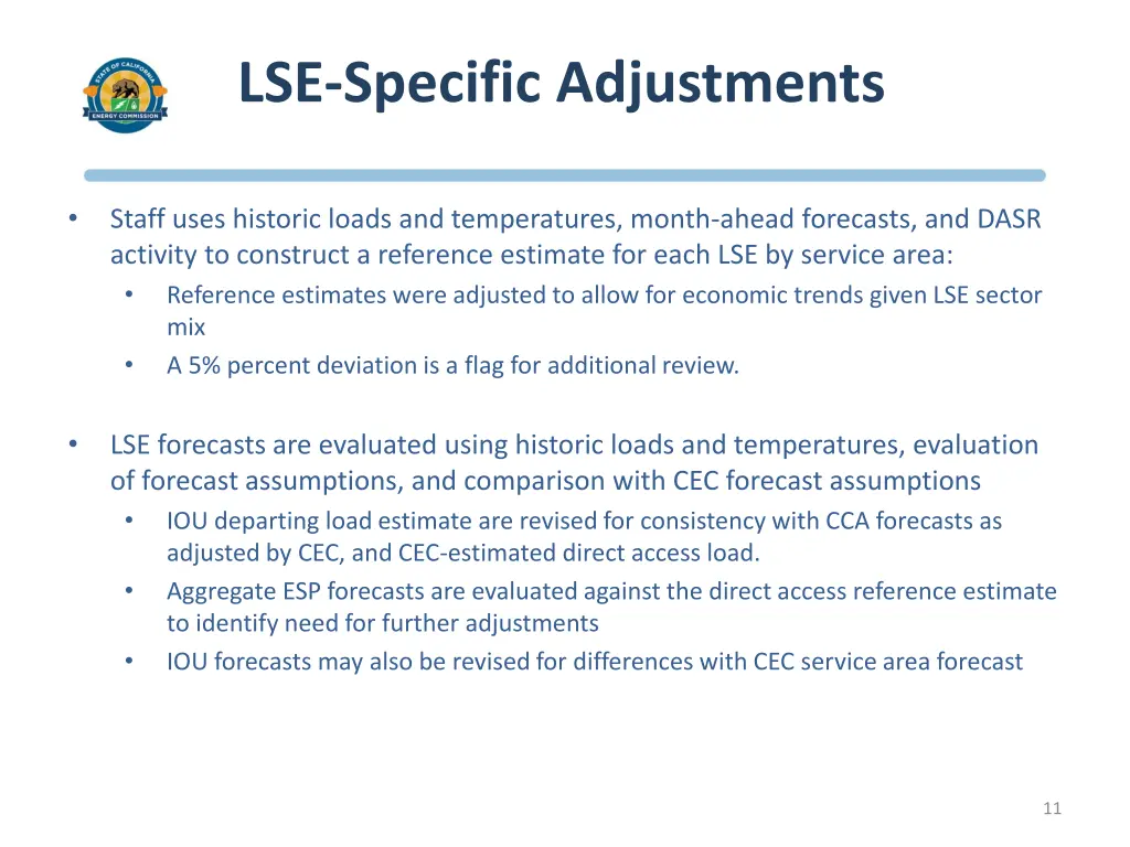 lse specific adjustments