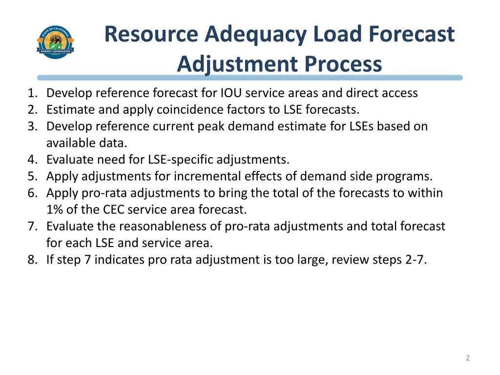 resource adequacy load forecast adjustment process