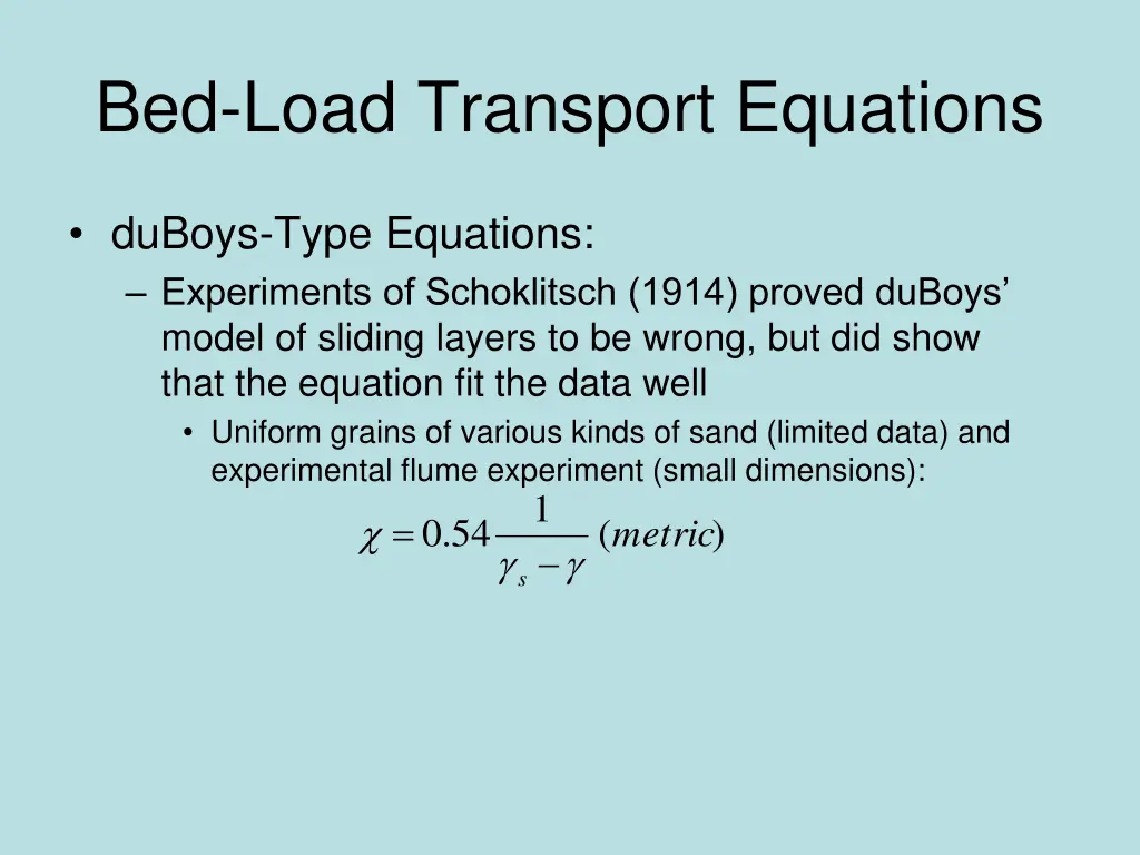 bed load transport equations 5