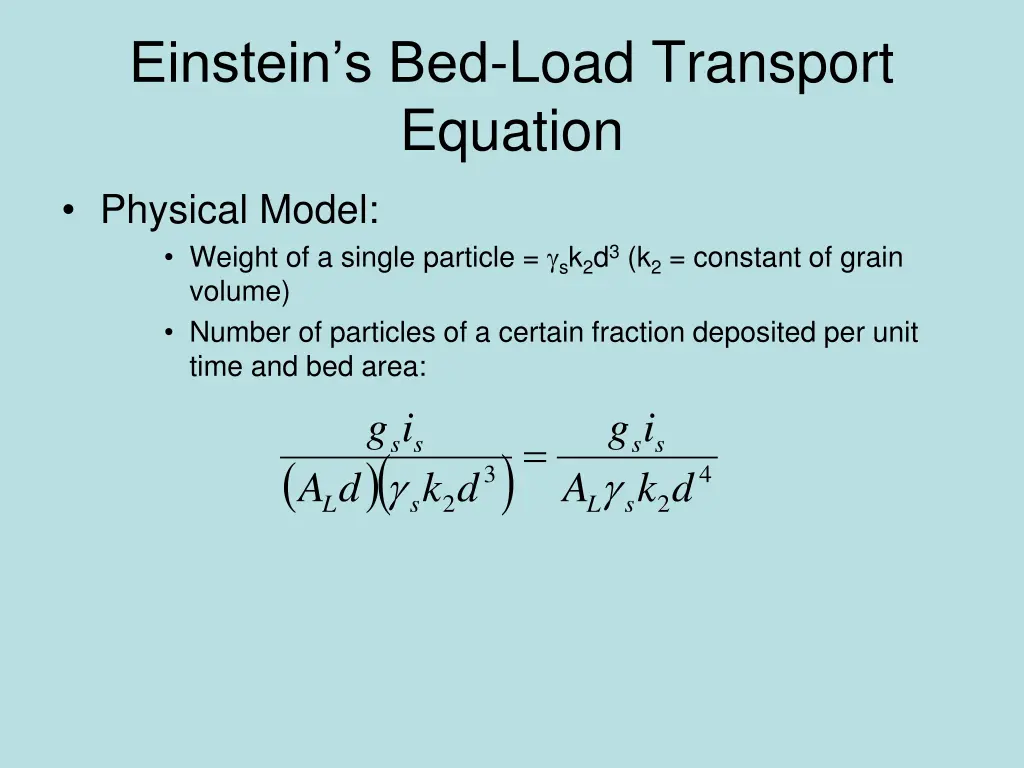 einstein s bed load transport equation 1