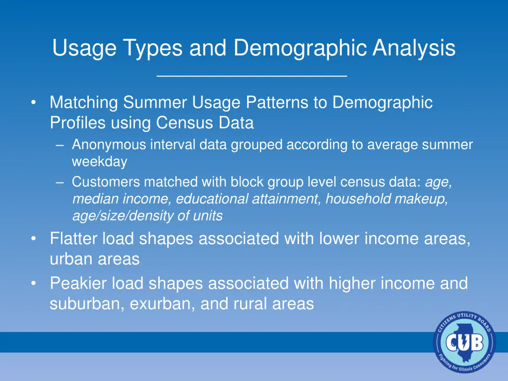 usage types and demographic analysis