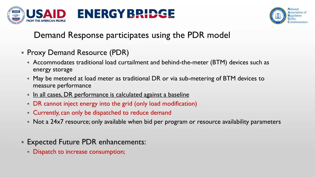 demand response participates using the pdr model