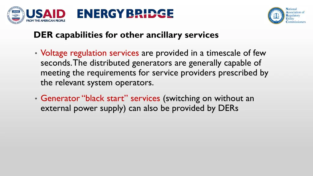 der capabilities for other ancillary services