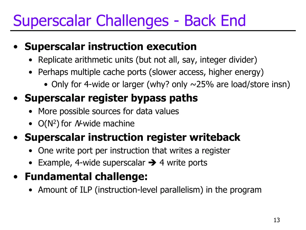 superscalar challenges back end